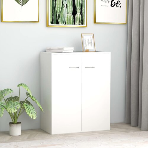 VidaXL Komoda bela 60x30x75 cm iverna plo&amp;scaron;ča Slike