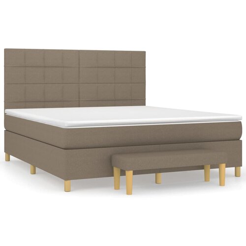 VidaXL Krevet s oprugama i madracem smeđesivi 180x200 cm tkanina Slike