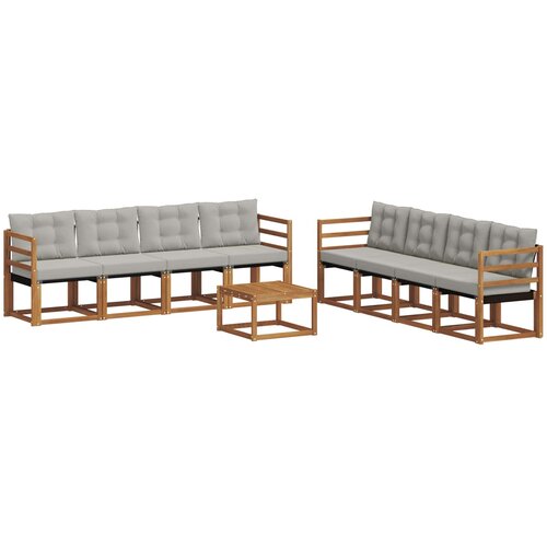  Set vanjskih sofa 9 kom. Prirodna i svijetlo siva Slike