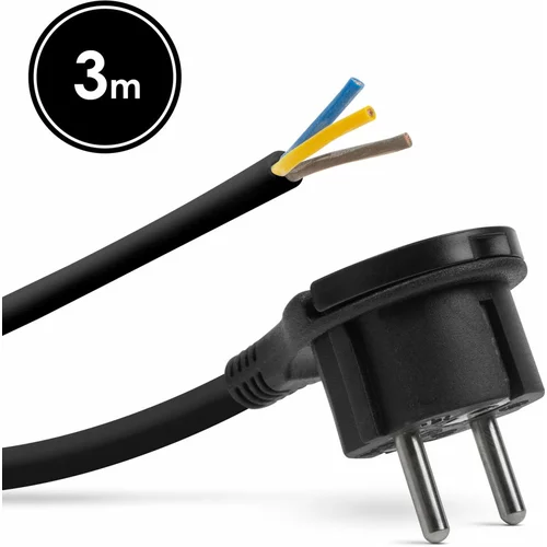 Delight Priključna vrvica z vtikačem za težko dostopna mesta 3 m kabla 3 x 1,5 mm2 črna