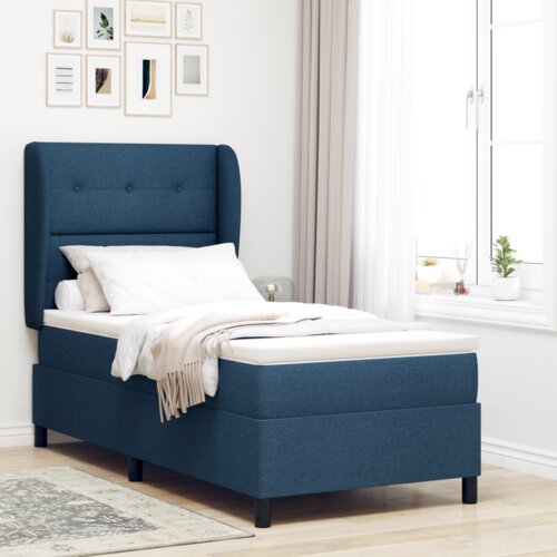  Box Spring postelja z vzmetnico Modra 90x190 cm Tkanina, (22052551) Cene