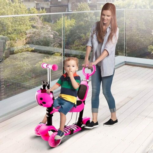  5u1 Bubamara za decu sa svetlećim točkovima - Pink Cene