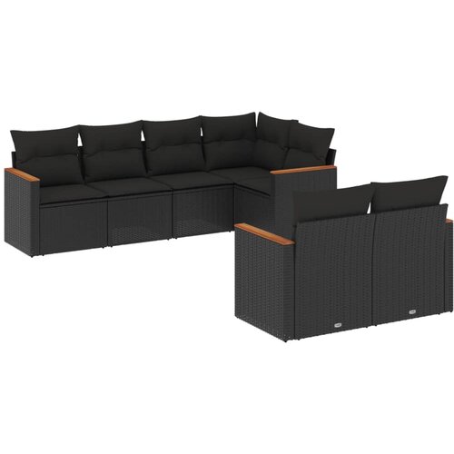 Maison Chic Seti vrtnega pohištva - Vrtna garnitura - Vrtni pohištvo set 7-delna z blazinami črn poli ratan, (21803255) Cene