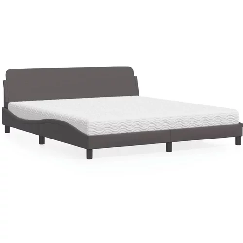  Krevet s madracem sivi 180 x 200 cm od umjetne kože