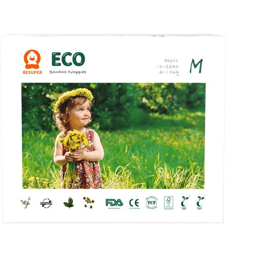 BeSuper ECO Bamboo Pelene M (6-11 kg) 96 kom Slike