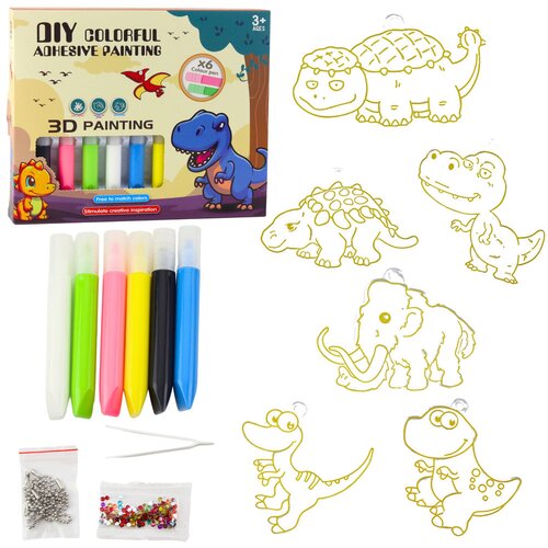 DIY komplet za izradu privjeska za ključeve od vitraja - dinosauri Cene