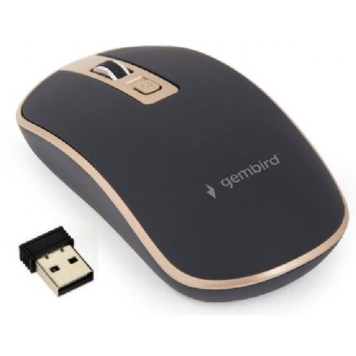 Gembird MUSW-4B-06-BG Bezicni mis 2,4GHz opticki USB 800-1600Dpi black/gold 115mm Cene