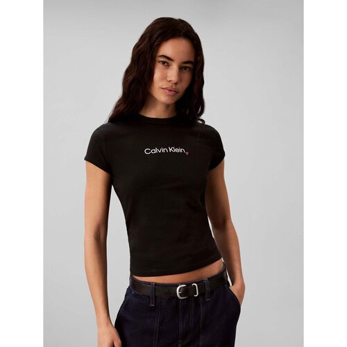 Calvin Klein Jeans Majice &amp;amp; Polo majice Ss Slim Fit Heart Lo Črna Slike