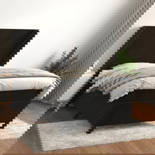 vidaXL Box spring postelja z vzmetnico črn 90x190 cm žamet Cene