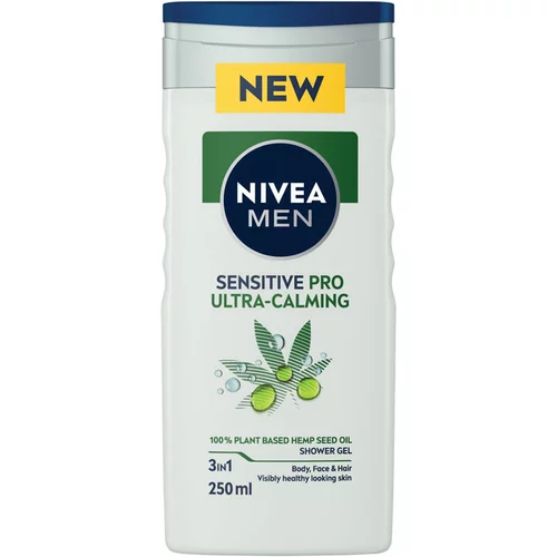 Nivea Men Sensitive Pro Ultra-Calming gel za prhanje za telo, obraz in lase 250 ml za moške