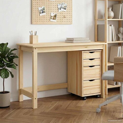  Set stola i pokretnog ormara MOSS 2 pcs Smeđa Cene