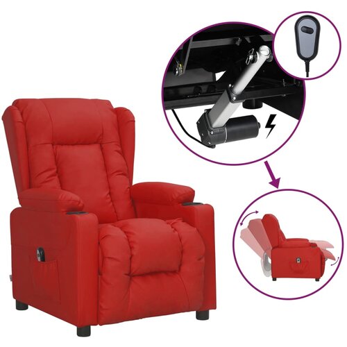 VidaXL Električni naslonjač od umjetne kože crvena boja vina Slike