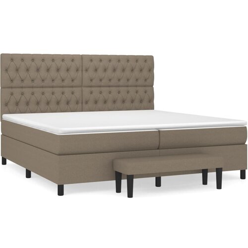 vidaXL Box spring postelja z vzmetnico taupe 200x200 cm blago, (20761147) Cene