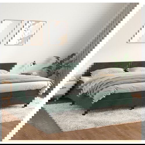 VidaXL Box spring postelja z vzmetnico temno zelena 180x200 Slike