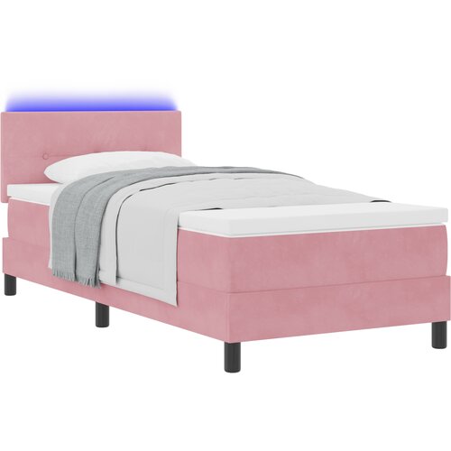 vidaXL Postelja z vzmetnico in LED Pink 80x200 cm Žamet, (22050805) Cene