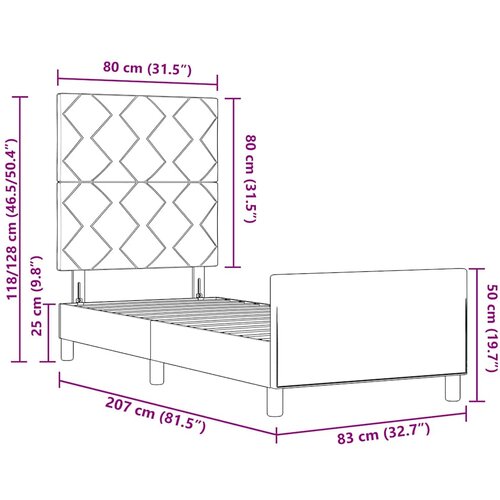  Krevetna konstrukcija Tamno siva 80 x 200 cm tkanina Slike