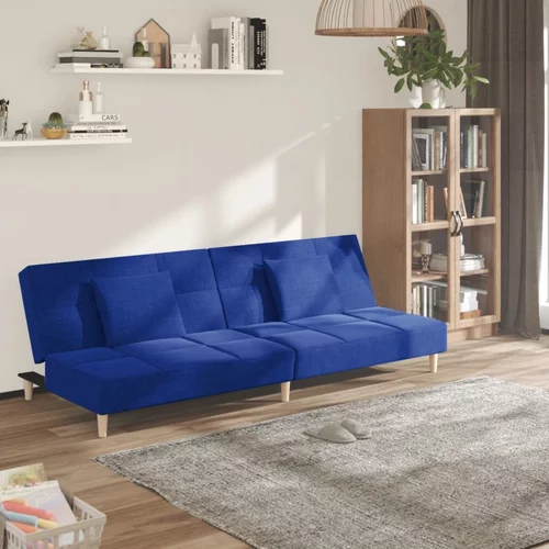 vidaXL raztegljiv kavč dvosed z blazinama modro blago