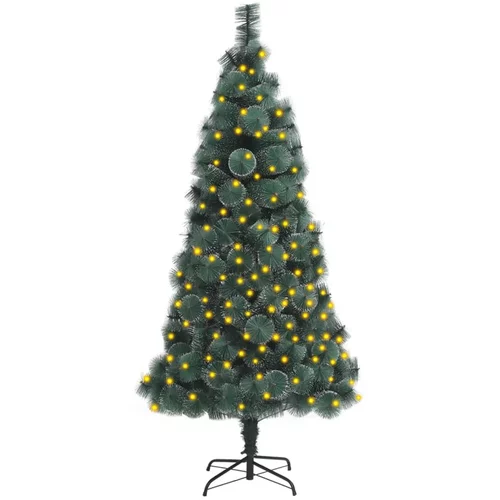 vidaXL Umjetno božićno drvce s LED sa stalkom zeleno 120 cm PET