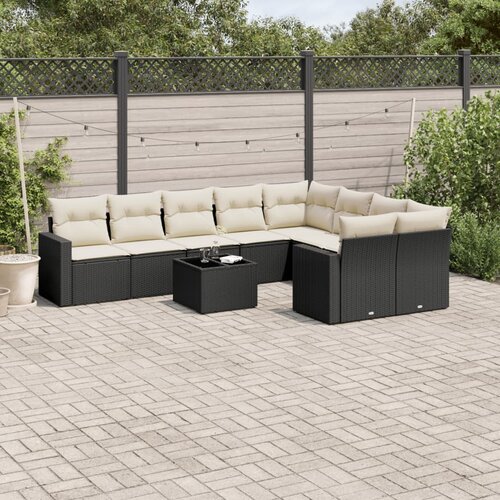  10-dijelni set vrtnih sofa s jastucima crni od poliratana Cijene