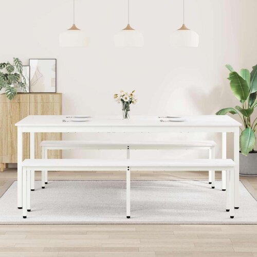  Stol za objedovanje Bijelo 200 x 100 x 75 cm Čvrsto borovo drvo Slike