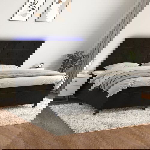 VidaXL Krevet box spring s madracem LED crni 180x200 cm bar&amp;scaron;un Slike