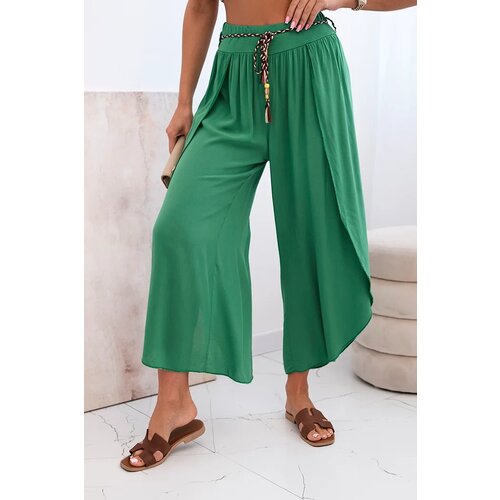 Kesi Włoski Women's viscose trousers with leg slit green Cijene