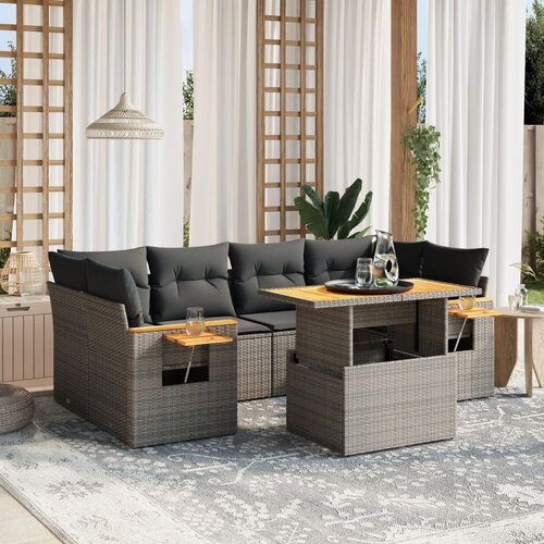 vidaXL 7-dijelni set vrtnih sofa sivi od poliratana Cijene