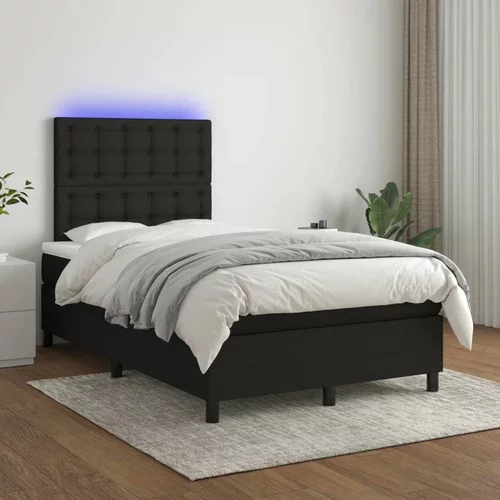  Box spring postelja z vzmetnico LED črna 120x200 cm blago, (20899862)