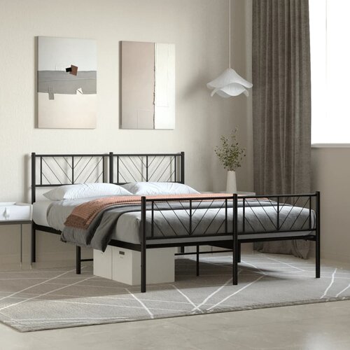  Metalni okvir kreveta uzglavlje i podnožje crni 120x200 cm Cene