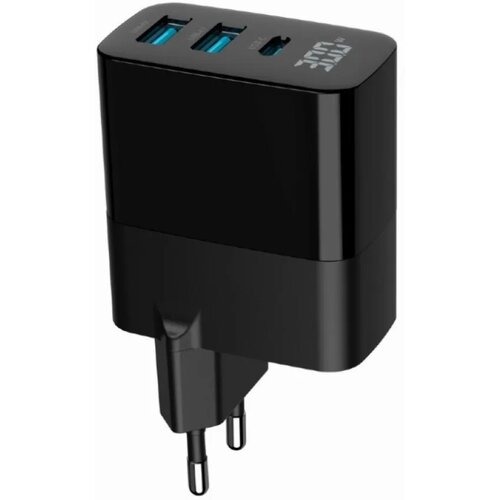 Gembird Brzi punjač TA-UC-PDQC30LCD-BK-02, 30W, 2x USB A, USB C, LCD, Crni Slike