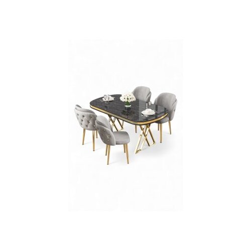 Hanah home trpezarijski set, 5 dijelova, siva Cene