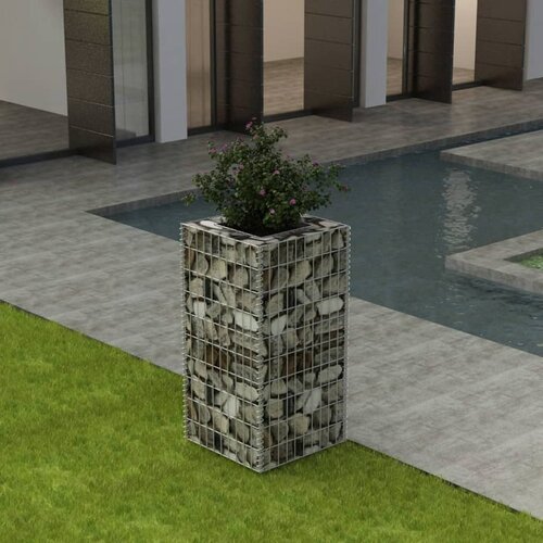 VidaXL gabionska sadilica čelična 50 x 50 x 100 cm Slike