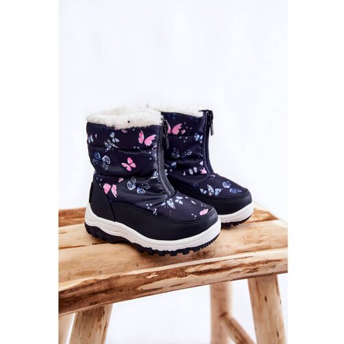 Big Star Children's Snow Boots On Zipper KK374236 Navy Blue Slike