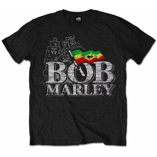 Bob Marley majica Distressed Logo M Črna