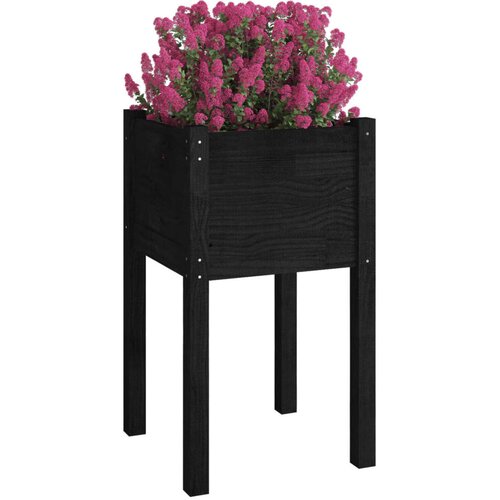  Vrtne sadilice 2 kom crne 40 x 40 x 70 cm od masivne borovine Slike