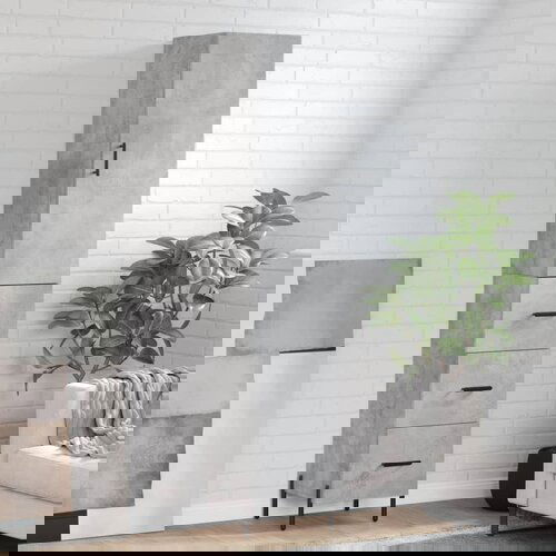 vidaXL Visoka omara betonsko siva 34,5x34x180 cm inženirski les Cene