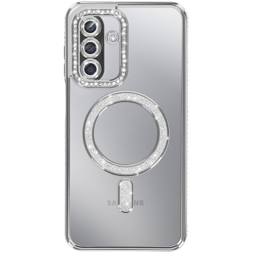 AVIZAR Ovitek za Galaxy A17, združljiv z MagSafe, z okrasnim obodom iz strasa, Srebrna, (5000190287) Cene