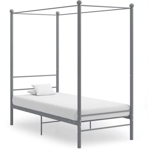  za krevet s nadstrešnicom sivi metalni 90 x 200 cm