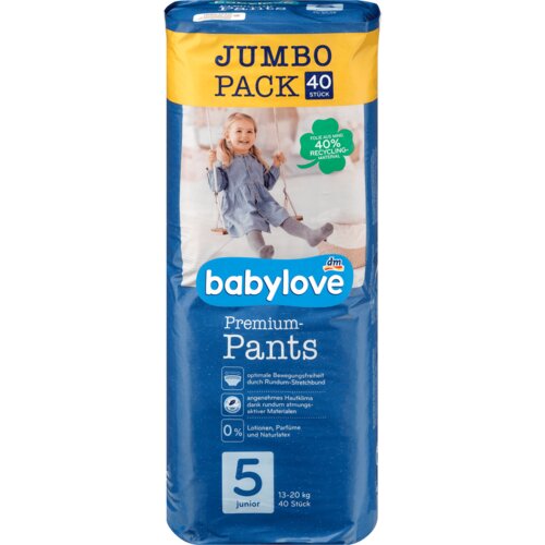 babylove JUMBO PACK - Premium pelene gaćice veličina 5 junior (13-20kg) 40 kom Slike