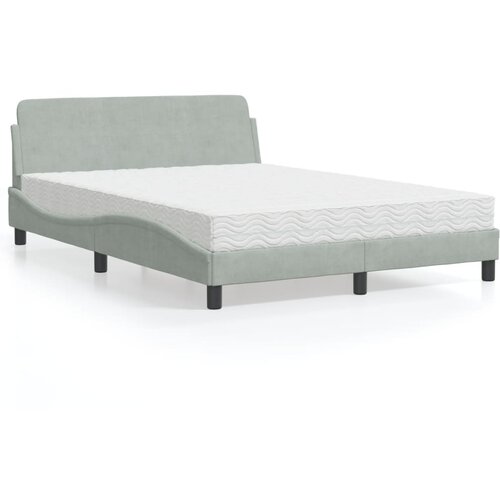 VidaXL Krevet s madracem svjetlosivi 140x200 cm bar&amp;scaron;unasti Slike