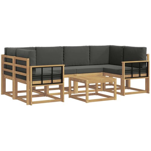 vidaXL Zunanja garnitura za sedenje z blazino 7 pcs Bela in antracit, (5000281166) Cene