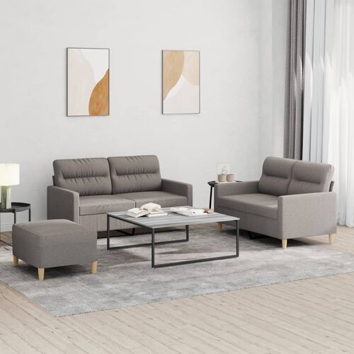  3-dijelni set sofa s jastucima smeđesivi od tkanine Cijene