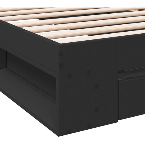vidaXL Okvir kreveta s ladicom crni 90 x 190 cm konstruirano drvo Cene