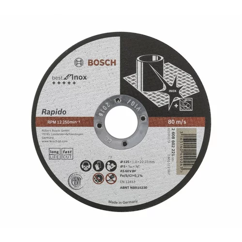 Bosch rezna ploča RAPIDO 115X22,2X1MM INOX