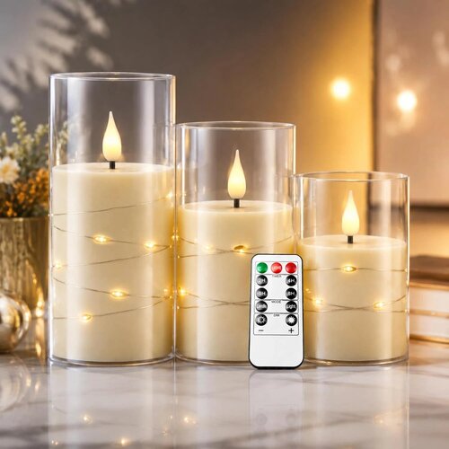 KIEXUNG 3x LED sveča z vilinskimi lučkami Slike