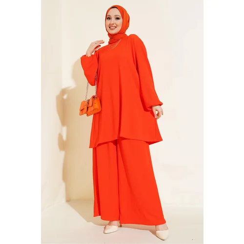 Bigdart Women's Orange Tunic Pants Bottom Top Suit 6663