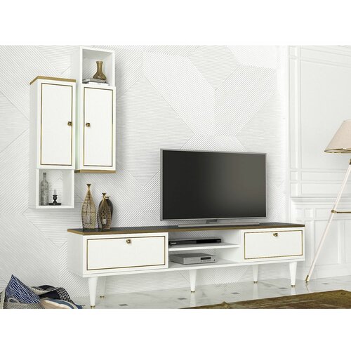 HANAH HOME ravenna - white whitegoldblack tv unit Slike