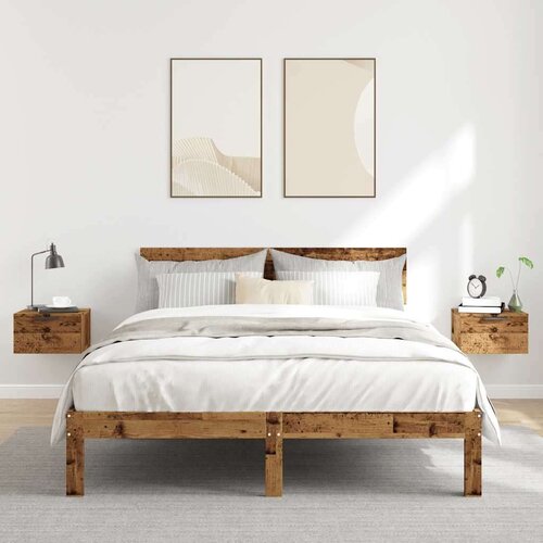 VidaXL Zidni noćni ormarići 2 kom Staro drvo 34x30x20 cm Slike