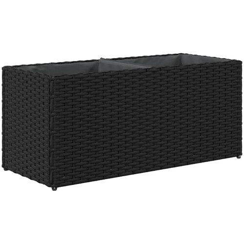  Vrtne sadilice s 2 posude 2 kom crne 72x30x32 cm poliratan Slike