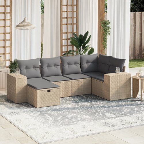 vidaXL 6-dijelni set vrtnih sofa s jastucima bež od poliratana Cijene